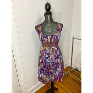Nicole Miller Purple Empire Waist Silk Dress Sz 4